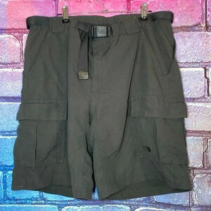 North Face Shorts Mens Large Gray Cargo Hiking Nylon Pockets Belted Outdoor Clip